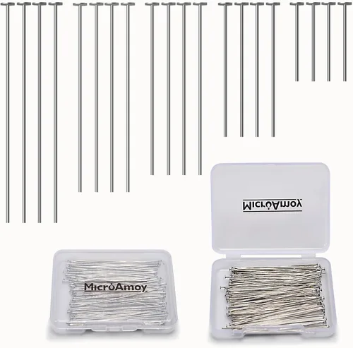 Miniatura 10 de Alfileres de cabeza plana llenos de oro de 18 quilates, 50 mm (1.96 pulgadas), 100 piezas, suministros para hacer joyas de aretes y pulseras, sin