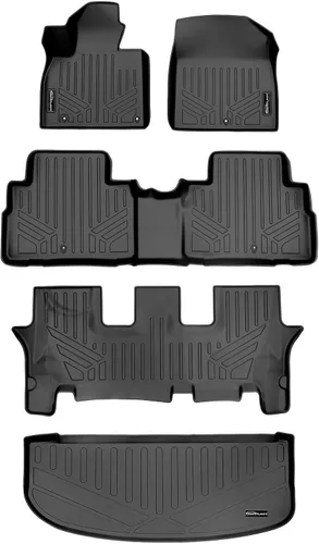 Miniatura 15 de SMARTLINER Juego de alfombrillas negras de tercera fila para todo tipo de clima, compatibles con Kia Telluride/Hyundai Palisade 2020-2023 con banco