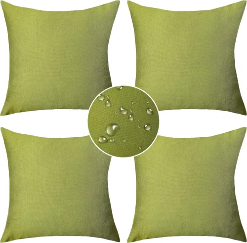 Miniatura 18 de Demetex Fundas de almohada de exterior de 16 x 16 pulgadas, impermeables, fundas de almohada decorativas de lino para sala de estar, balcón, jardín