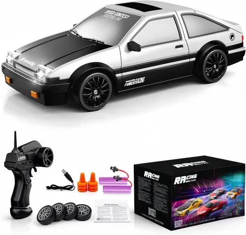 Auto de control remoto RC Drift Car 2.4GHz escala 1:24 4WD 15KM/H Modelo de vehículo de alta velocidad con luces LED Neumático de Derrape Coche de