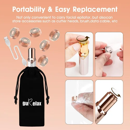 Miniatura 6 de Cabezales de repuesto para removedor de vello facial impecable, cuchillas de repuesto Gen 2 para eliminación de vello impecable, cabezales dorados