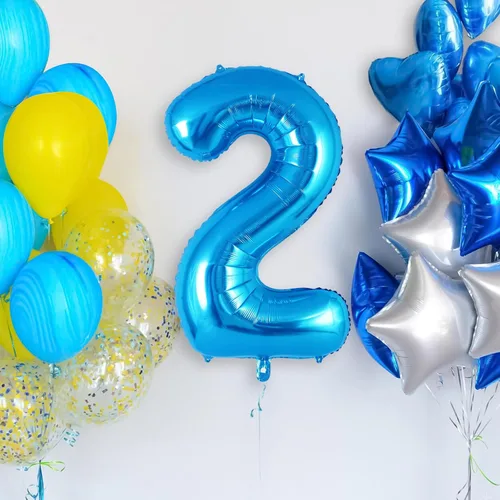 Miniatura 2 de Globos azules con número 2 de 40 pulgadas, globos grandes de helio de aluminio con número, globos gigantes de Mylar número 2 para decoración