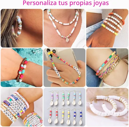 Miniatura 5 de Kit de 20,000 piezas de cuentas de arcilla para hacer pulseras, 120 colores, 6 cajas de cuentas de polímero espaciador Heishi y kit de joyería