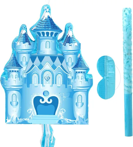Piñata de invierno con temática del país de las maravillas con murciélago con los ojos vendados para invierno, princesa, fiesta de cumpleaños,