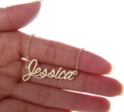Miniatura 2 de HUAN XUN - Collar con nombre personalizado en plata dorada