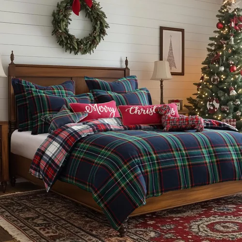Miniatura 2 de Levtex Home - Spencer Plaid Navy - Juego de edredón individual (68x88 pulgadas) + una funda de almohada (20x26 pulgadas) - A cuadros - Rojo, verde