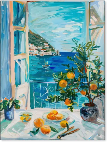 Miniatura 9 de Póster de pintura al óleo colorida de ventana abierta, arte de pared abstracto impresionista famoso y moderno, impresiones de lienzo estético