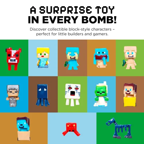 Miniatura 2 de TNT Creeper - Bomba de baño para niños con figura sorpresa de constructor de bloques en el interior (paquete de 1) - Bomba de mina de burbujas