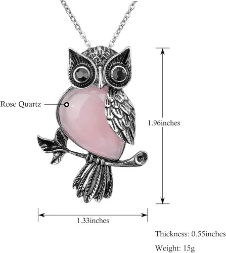Miniatura 5 de Jovivi Regalos de búho, collar de búho, piedras de cristal curativas, collares con colgante para mujeres y hombres, amatista natural, joyería