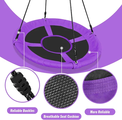 Miniatura 4 de AB - Columpio de platillo para niños, columpio de árbol al aire libre de 40 pulgadas con capacidad de peso de 660 libras, tela Oxford impermeable