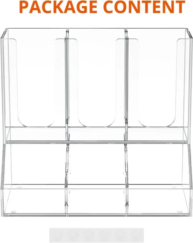 Miniatura 4 de Richboom Organizador de tazas y tapas, 6 compartimentos con 2 separadores extraíbles, estación de café, dispensador de tazas, organizador