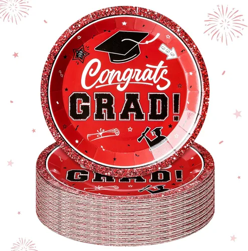 Miniatura 15 de Sabary 100 platos de papel de graduación 2026 de 9 pulgadas, suministros para fiesta de graduación de clase de 2026, decoraciones de felicitaciones