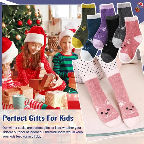 Miniatura 23 de Eocom 6 pares de calcetines de invierno cálidos de lana para niños y niñas