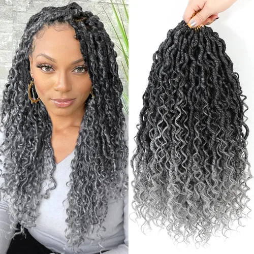 Miniatura 12 de Alicoco Goddess Locs Cabello de Ganchillo 12 Pulgadas 8 Paquetes Rastas Sintéticas de Ganchillo Para Mujeres Rastas Suaves Boho Pre-enrolladas River