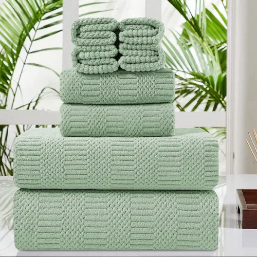 Miniatura 36 de Juego de 8 toallas de baño extra grandes azules - 2 toallas de baño extra grandes, 2 toallas de mano, 4 toallas faciales - 600GSM suaves, altamente