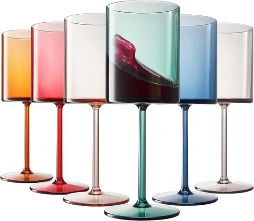 Miniatura 11 de Copas de vino acrílicas de Tritan cuadradas irrompibles, estilo europeo, juego de 4, 100 % estadounidenses, 18 onzas, aptas para lavavajillas