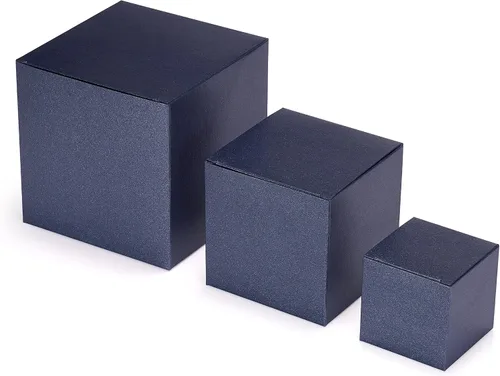 Miniatura 3 de Quotidian Cajas de regalo plegables de papel perlado italiano vintage con purpurina y tapas, de 3 x 3 x 3 pulgadas (7.6 x 3.0 x 3.0 x 3.0 in)