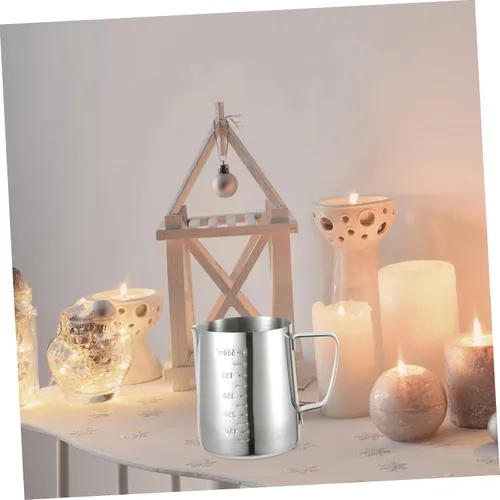 Miniatura 5 de Healifty Jarra de acero inoxidable de 21 onzas para hacer velas y derretir cera con diseño resistente al calor