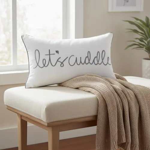 Miniatura 11 de Sanmetex - Funda de almohada lumbar decorativa para abrazarnos de 12x20 pulgadas, funda de almohada rectangular bordada en gris para cama, Blanco