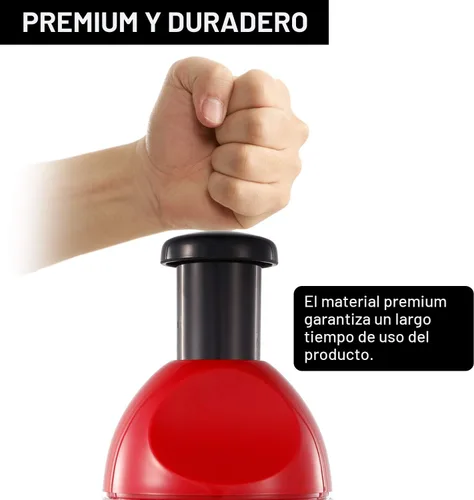 Miniatura 3 de Geedel - Picador de alimentos, manual fácil de limpiar, picador de verduras de mano, apto para lavavajillas, picador de cebolla para verduras, Rojo