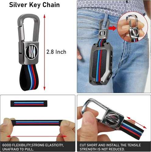 Miniatura 7 de Moonlinks Compatible con funda para llavero Kia de 5 botones, funda de metal gris y funda de silicona con llavero para Ceed Cerato Forte NIRO Seltos