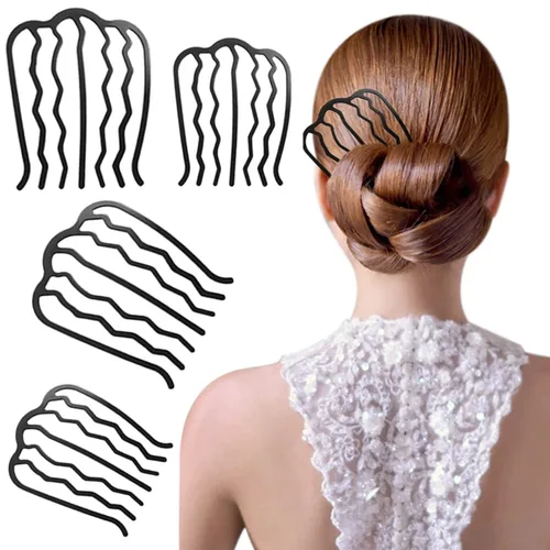 4 piezas de peines laterales vintage en forma de U, pasador giratorio francés, horquilla para el cabello, clip para hacer moños desordenados,