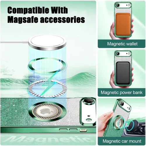 Miniatura 328 de Misscase Funda magnética con purpurina para iPhone 11 compatible con MagSafe, protección completa, delgada, a prueba de golpes, antiarañazos