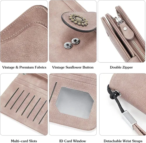 Miniatura 5 de BOSTANTEN Cartera de cuero genuino para mujer, de gran capacidad, cartera de mano con bloqueo RFID