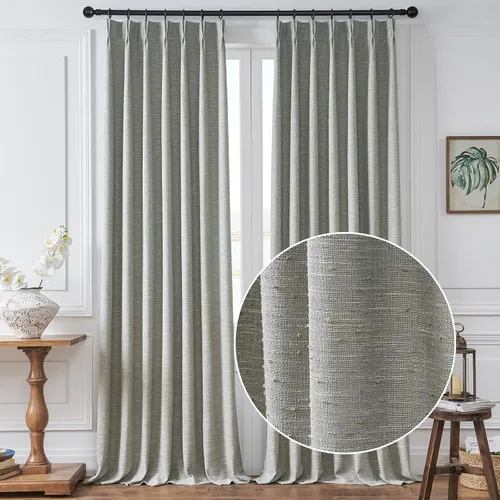 Miniatura 11 de Cortinas plisadas transparentes para sala de estar, con pestaña trasera, cortinas transparentes de gasa con textura de lino para dormitorio, 2 Blanco