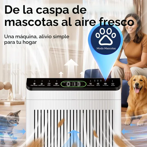 Miniatura 3 de Purificadores de aire para el hogar, habitación grande de hasta 2200 pies cuadrados con filtros lavables, purificadores de aire EVALIT para Blanco