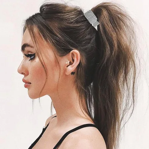 Miniatura 5 de FRDTLUTHW Pinzas pequeñas de 1.77 pulgadas para cola de caballo alta, pinzas de pelo de tiburón con diamantes de imitación para mujeres, cabello