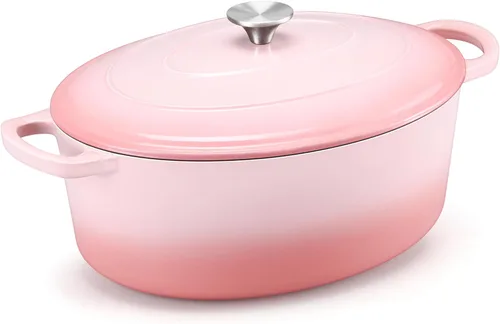 Miniatura 10 de E-far - Horno holandés de 6 cuartos de galón, esmaltado de hierro fundido con tapa, olla de cocina redonda antiadherente para Naranja