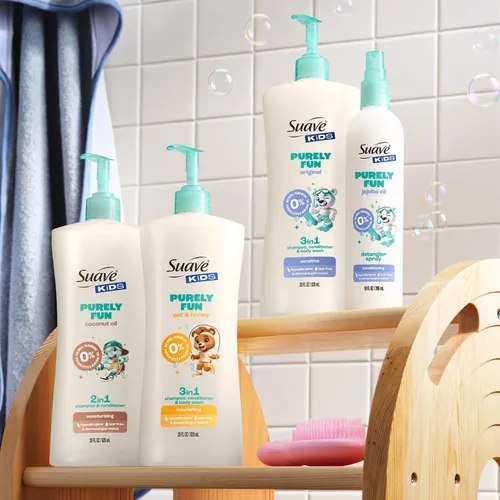 Miniatura 8 de Suave Kids Champú acondicionador 3 en 1 para niños, gel de baño Purely Fun que hace que la hora del baño sea rápida y fácil, sin parabenos y probado