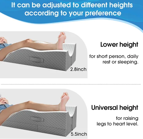 Miniatura 7 de Almohadas de elevación TranquilRelax para piernas después de la cirugía, almohada de espuma viscoelástica ajustable con cuña para piernas para Gris