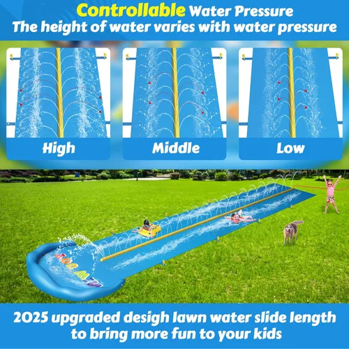 Miniatura 6 de Evoio Tobogán acuático, tobogán acuático inflable de 32.8 pies con 2 carriles de carreras para niños, niñas y adultos, tobogán acuático al aire
