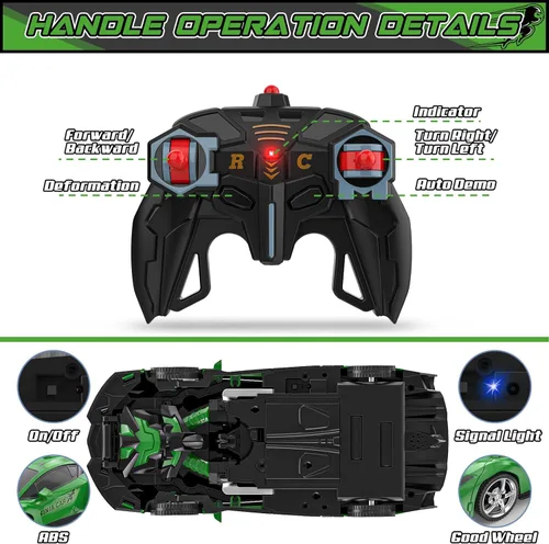 Miniatura 5 de BLUEJAY Transform RC Cars para niños de 4-7 y 8-12 años, auto robot de control remoto 2.4 GHz, escala 1:18, transformación con un botón, rotación