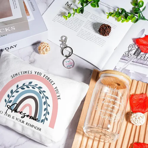 Miniatura 4 de Yaomiao 3 piezas de regalo de agradecimiento Cna para mujeres, graduación, agradecimiento, bolsa de cristal de 16 onzas, llavero para profesora