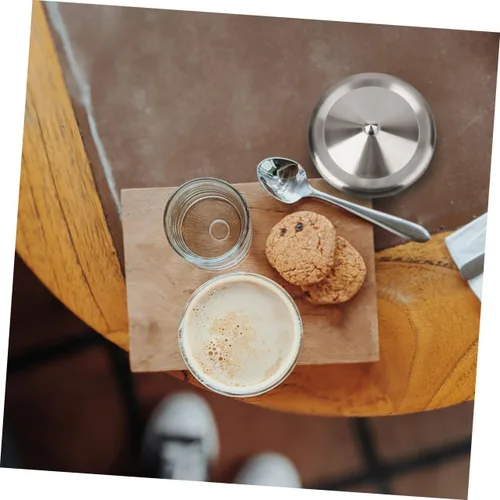 Miniatura 2 de Cabilock Tapas de taza de acero inoxidable a prueba de fugas de 3.14 pulgadas, juego de 2 tapas para tazas de agua con bordes lisos para tazas