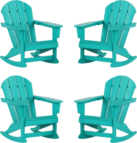 Miniatura 153 de WestinTrends Silla mecedora Malibu de poliéster para exterior/patio Adirondack, Negra