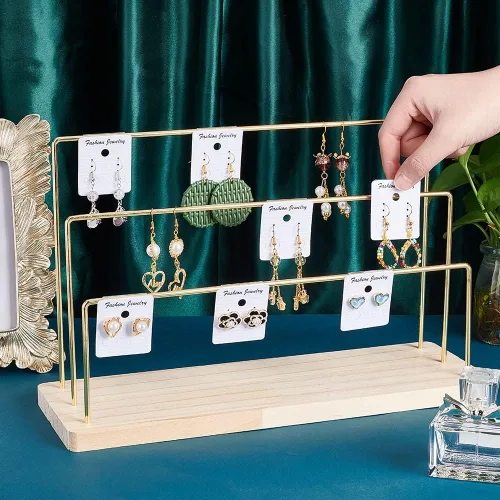 Miniatura 3 de PH PandaHall Soporte organizador de aretes de 3 niveles, soporte para aretes de aro colgante, exhibición de almacenamiento, joyería al por menor