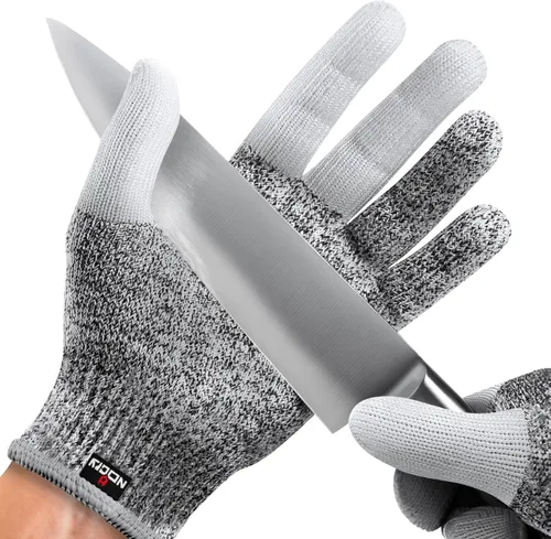 Miniatura 12 de Guantes de resistente al corte Nocry, Protección de Alto Rendimiento Nivel 5, grado de Alimentos. ¡EBook gratuito incluido!, M, Gris Original (gris)