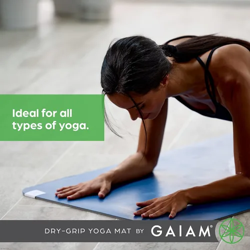 Miniatura 4 de Gaiam Dry-Grip - Esterilla de yoga de 5 mm de grosor antideslizante para ejercicios y fitness para yoga estándar o hot yoga, pilates