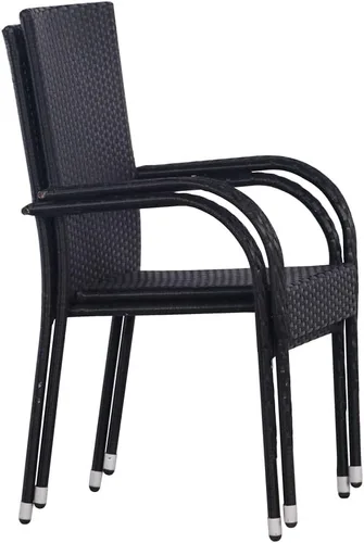 Miniatura 2 de 2 sillas de comedor de ratán para patio, sillas de patio apilables para exteriores, ratán de polietileno con reposabrazos y marco de acero, juego