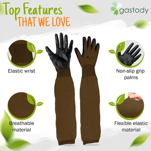 Miniatura 3 de Guantes de jardinería de manga larga para mujeres y hombres, guantes de jardín de puño largo, multiusos, resistentes para exteriores e interiores