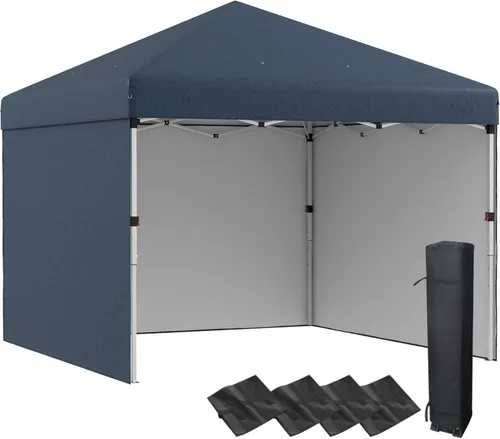 Outsunny Tienda de campaña desplegable de 10 x 10 pies con 3 paredes laterales, bolsas de peso para piernas y bolsa de transporte, altura ajustable,
