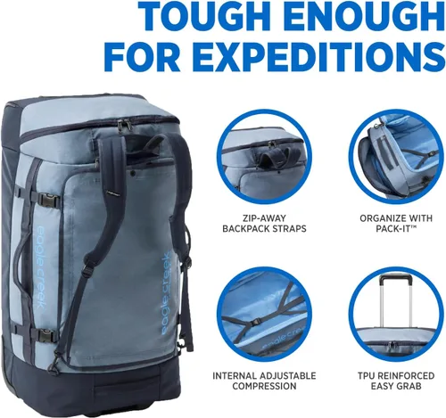 Miniatura 5 de Eagle Creek Cargo Hauler XT - Bolsa de lona con ruedas, asa telescópica y correas de mochila plegables, tapa en U con cerradura y bolsillo de acceso