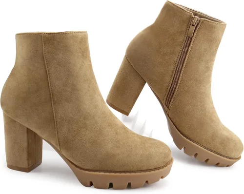 Miniatura 6 de JABASIC Botines de tacón alto para mujer, botines de plataforma gruesa