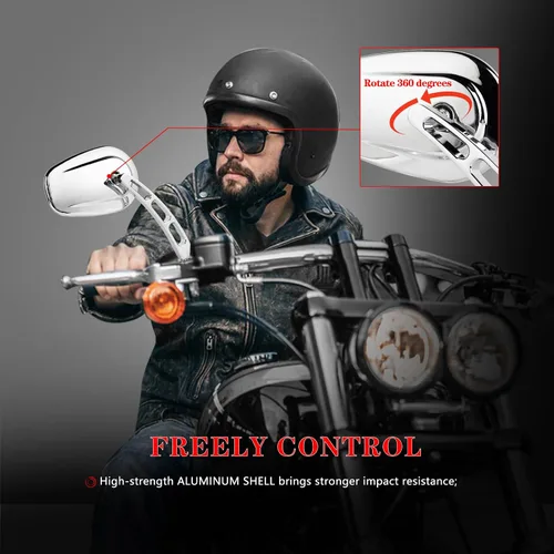 Miniatura 6 de Espejos retrovisores cromados de 8mm para Touring Road Glide FLTRX Electra Glide FLHT Road King FLHR Street Glide FLHX Sportster Dyna Softail Cromo