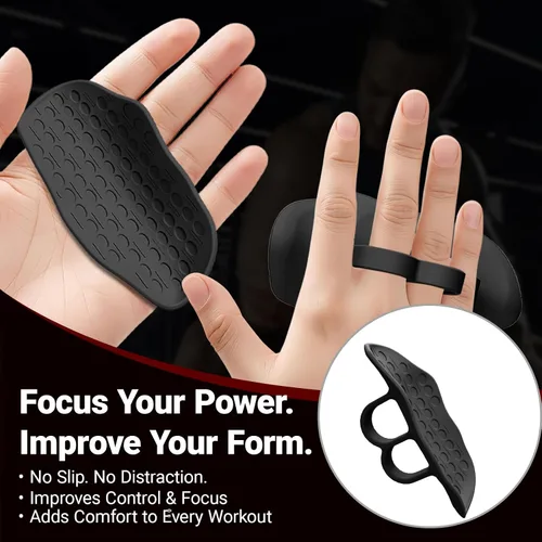 Miniatura 5 de Puños de entrenamiento antideslizantes – Protector ergonómico de goma en la palma para levantamiento de pesas, peso muerto, dominadas, crossfit