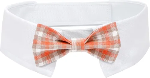 Miniatura 24 de Collar de esmoquin con moño para perro Segarty - Corbatín negro con corbata de cuello ajustable y hecha a mano en blanco para gatos y perros machos